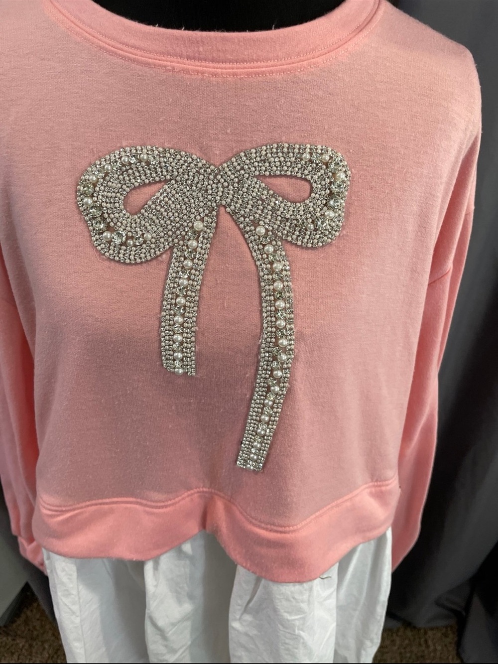 Simply, southern embellished bow sweatshirt, mini dress large - Picture 2 of 4
